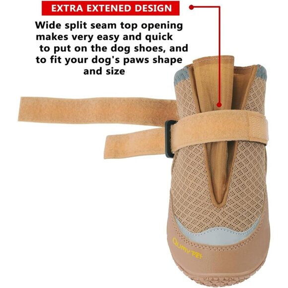 QUMY 4PCS Dog Shoes, Medium Large Dog Paw Protectors for Summer Heat Protectio - Picture 4 of 6